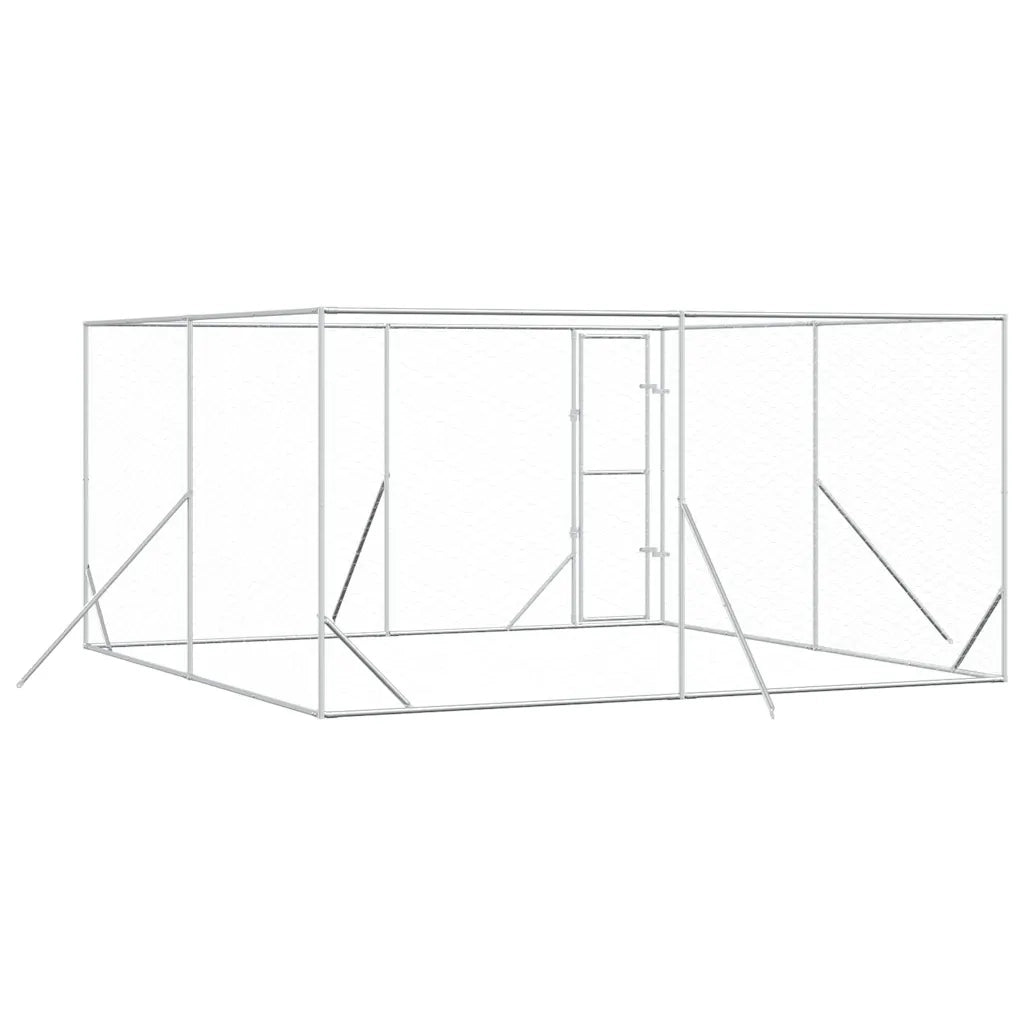 Cuccia per Cani da Esterno Argento 4x4x2 m in Acciaio Zincato 3190455