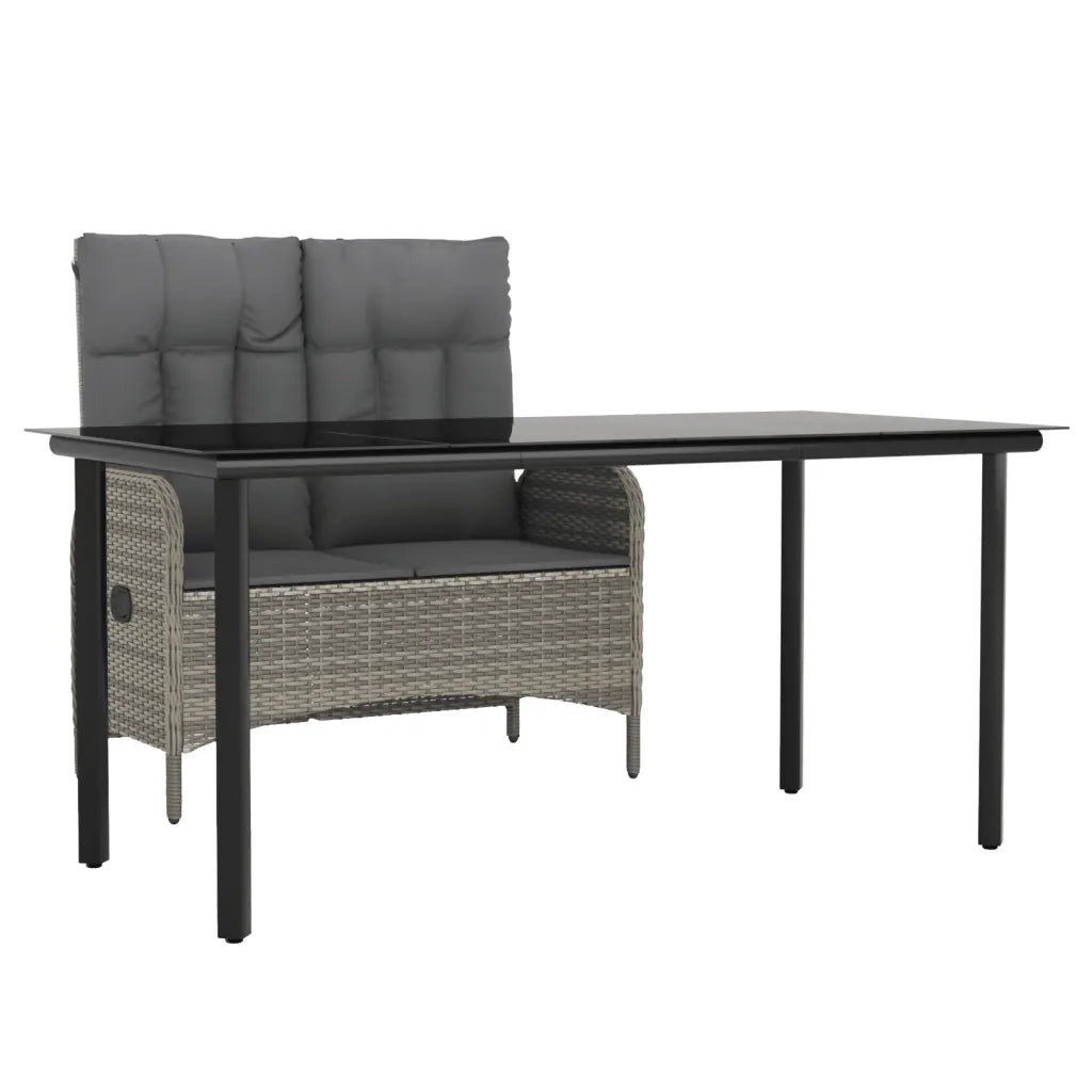 Set da Pranzo da Giardino 2 pz con Cuscini in Polyrattan Grigio 3203506