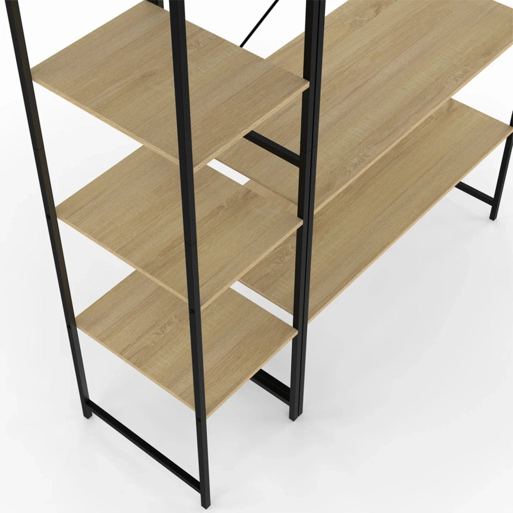 IDMarket - Armadio angolare modulare con doppio spazio per appendere L. 90 / 123 cm DETROIT design industriale