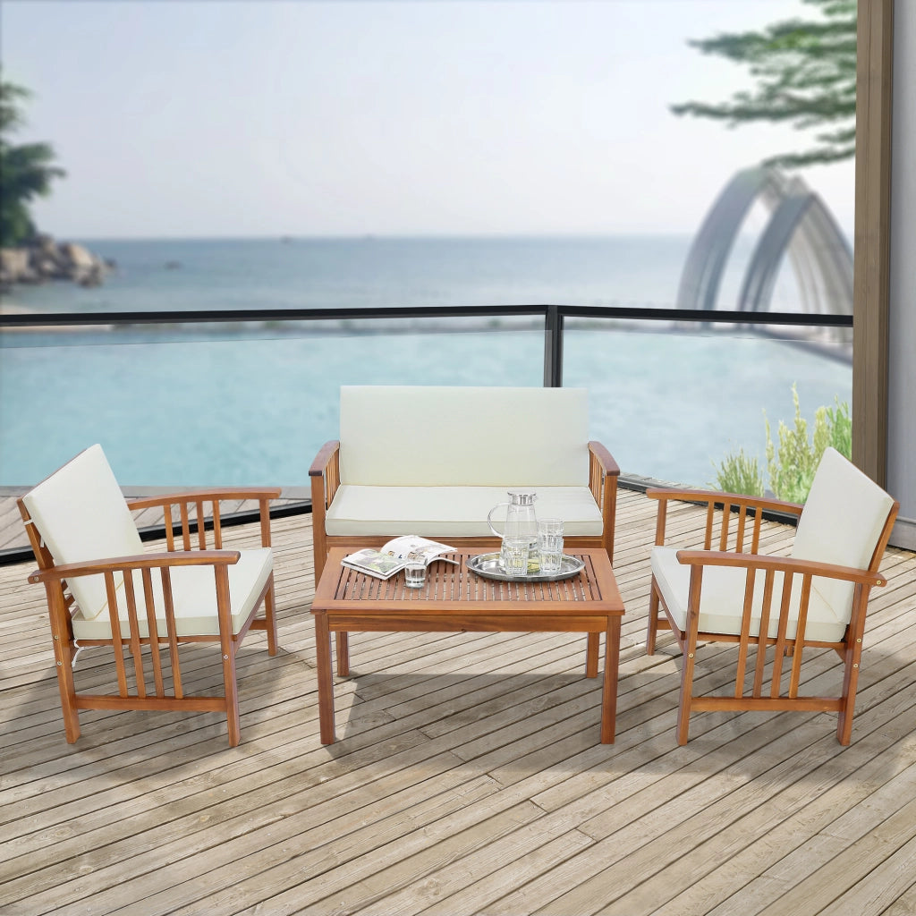 Set Salottino per Esterno Brissogne in Legno di Acacia Certificato FSC® [en.casa]