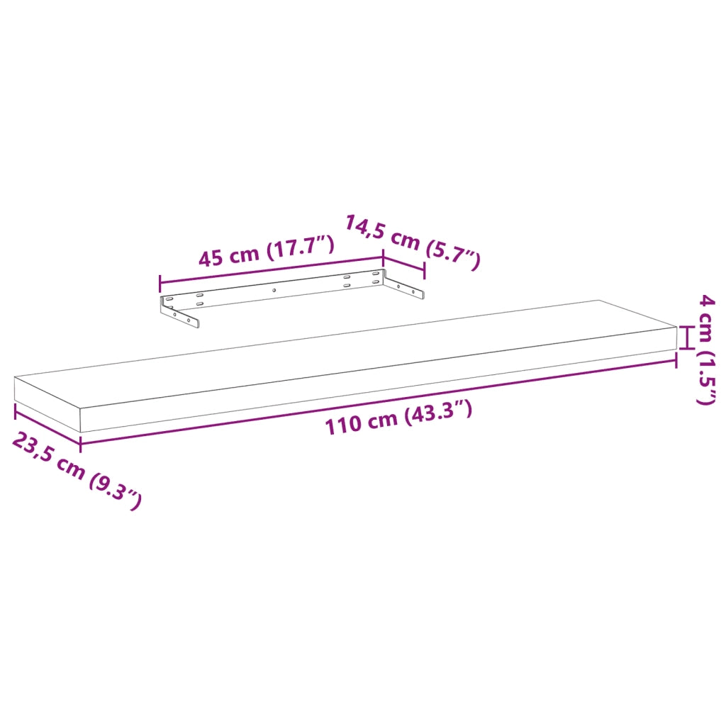 vidaXL Mensole Pensili 4 pz 110x23,5x4 cm in Truciolato