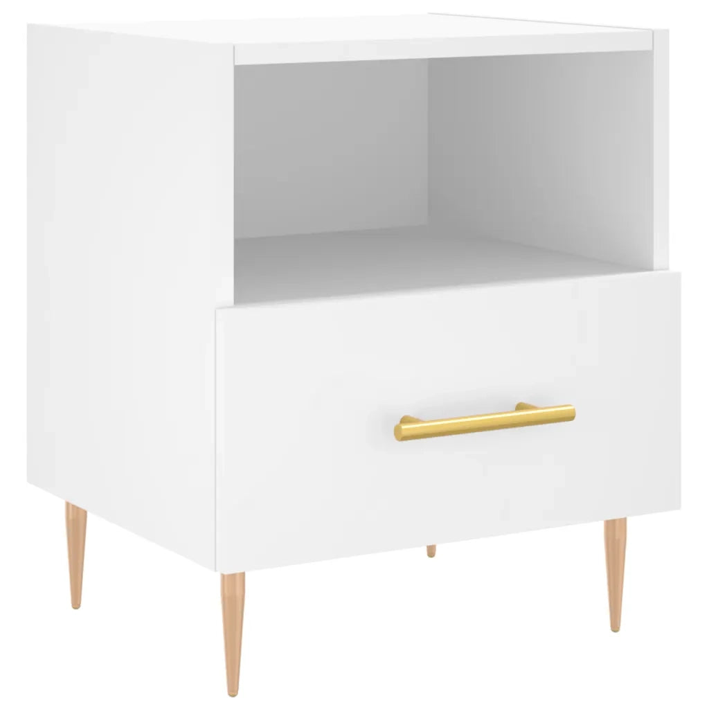 Comodino | Armadio da Notte | Mobiletto da notte Bianco 40x35x47,5 cm in Legno Multistrato
