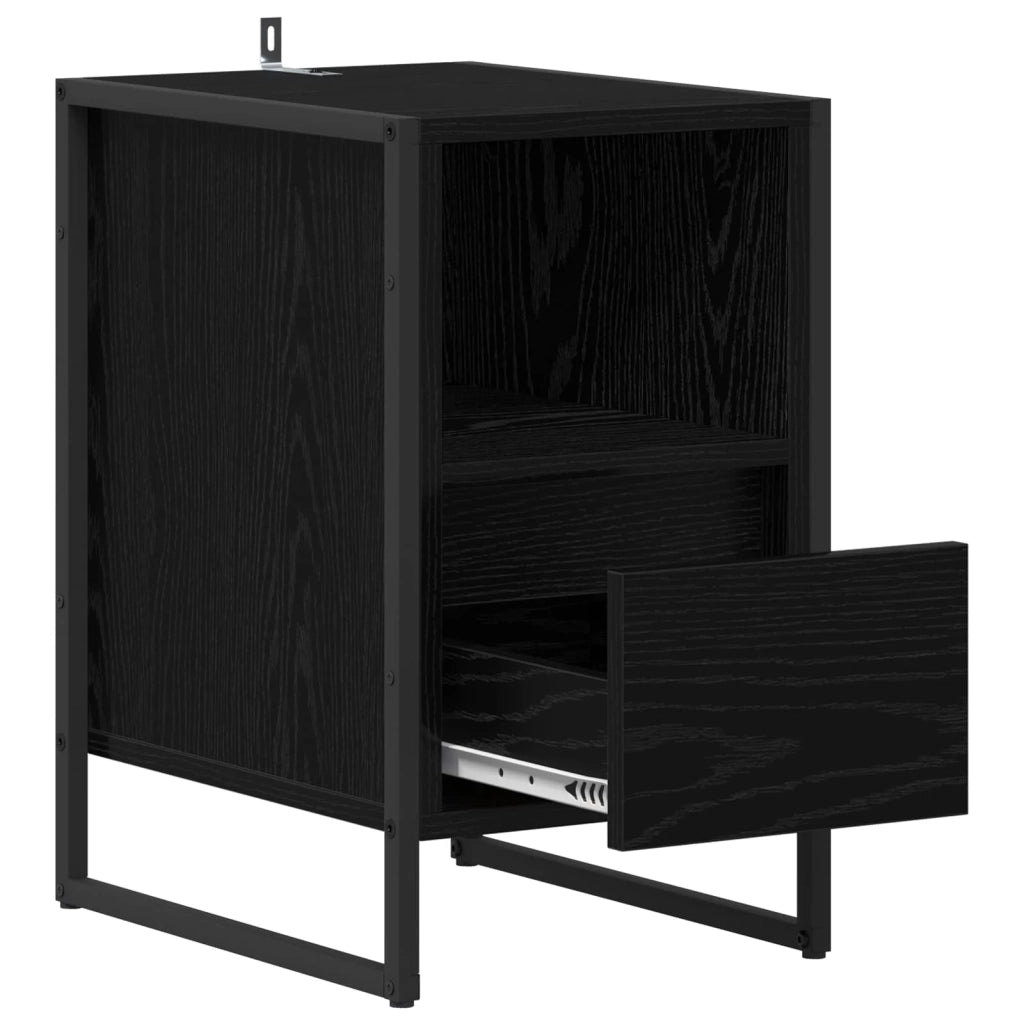 Comodino 2 pcs Rovere Nero 39,5 x 30 x 50 cm Legno multistrato