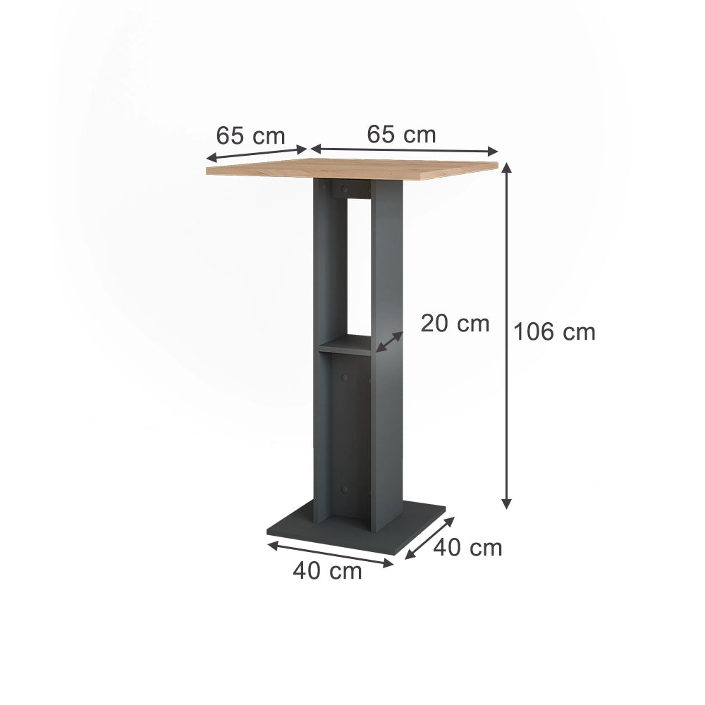 Vicco Tavolo da bar Quercia dorata/antracite 65 x 65 cm