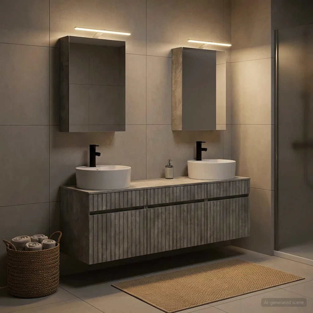 Set di Armadi da Bagno 5 pcs Grigio Cemento 50 x 14,5 x 70 cm 3406594