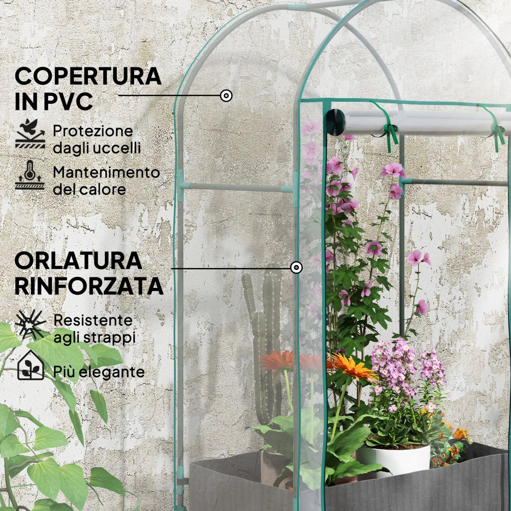 Serra a Parete 89x50x152 cm con Sacco per Piante e Ingresso Avvolgibile in Acciaio e Plastica Trasparente
