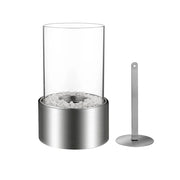 Marsiglia - Camino a bioetanolo da tavolo per interni ed esterni ø16 x H27 cm, colore silver
