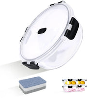 ERUIV Contenitore a vetro con coperchio, (4-delig) - 1300 ml, contenitore a vetro rotondo per preparazione pasti, contenitore multifunzionale, grande contenitore a vetro, set di contenitore da picnic portatile, BPA-free