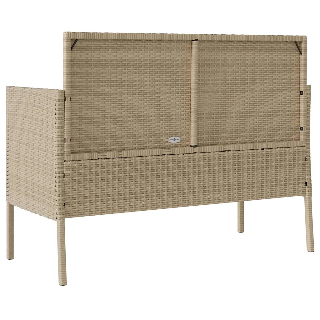 Panchina da Giardino | Panca da Giardino con Cuscini Beige in Polyrattan