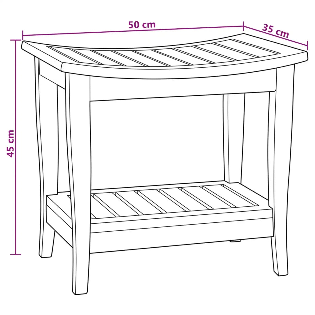 Tavolo Laterale da Bagno Naturale 50 x 35 x 45 cm 42024273
