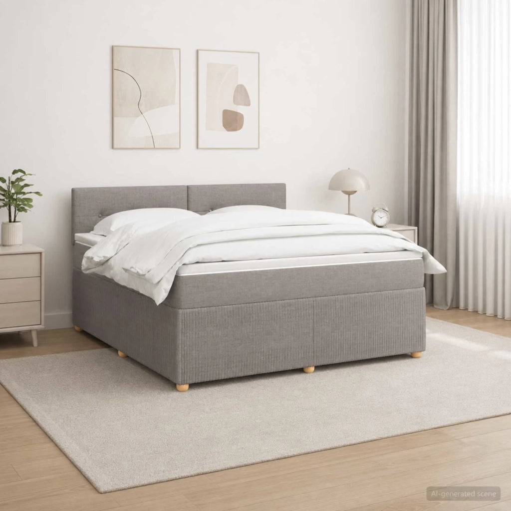 Letto box spring con materasso Tortora 180 x 200 cm Tessuto 3451528
