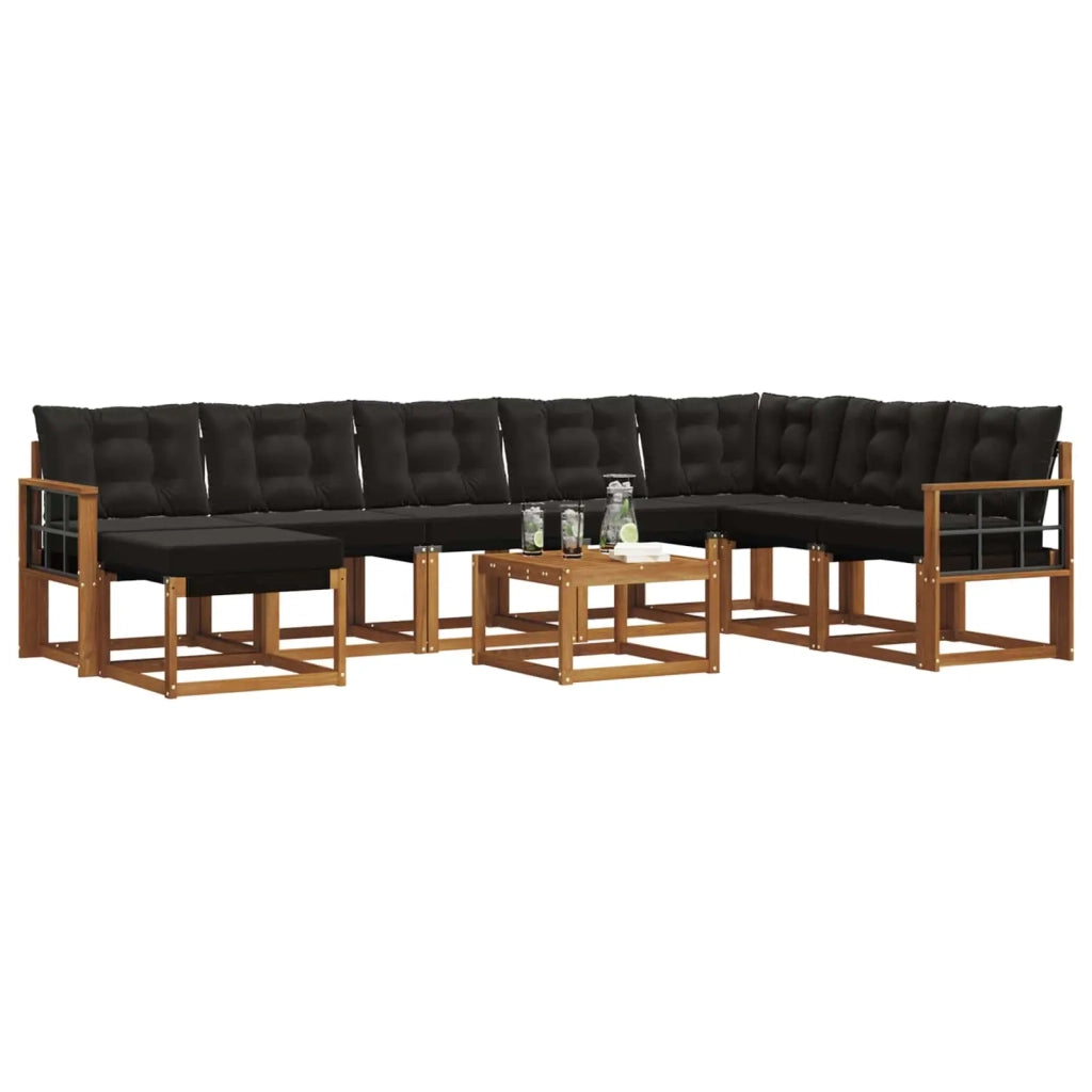 Set di divani da esterno con cuscino 9 pcs Naturale e Nero 3368983