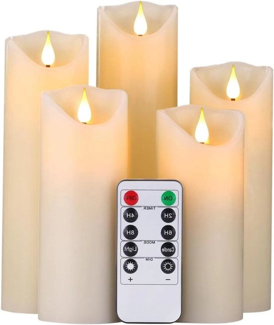 Lanterne a LED con Fiamma Vibrante Ricaricabili e Regolabili in Bianco Caldo - Luci a Cera Elettriche con Comando Remoto e Timer per Feste di Natale e Halloween