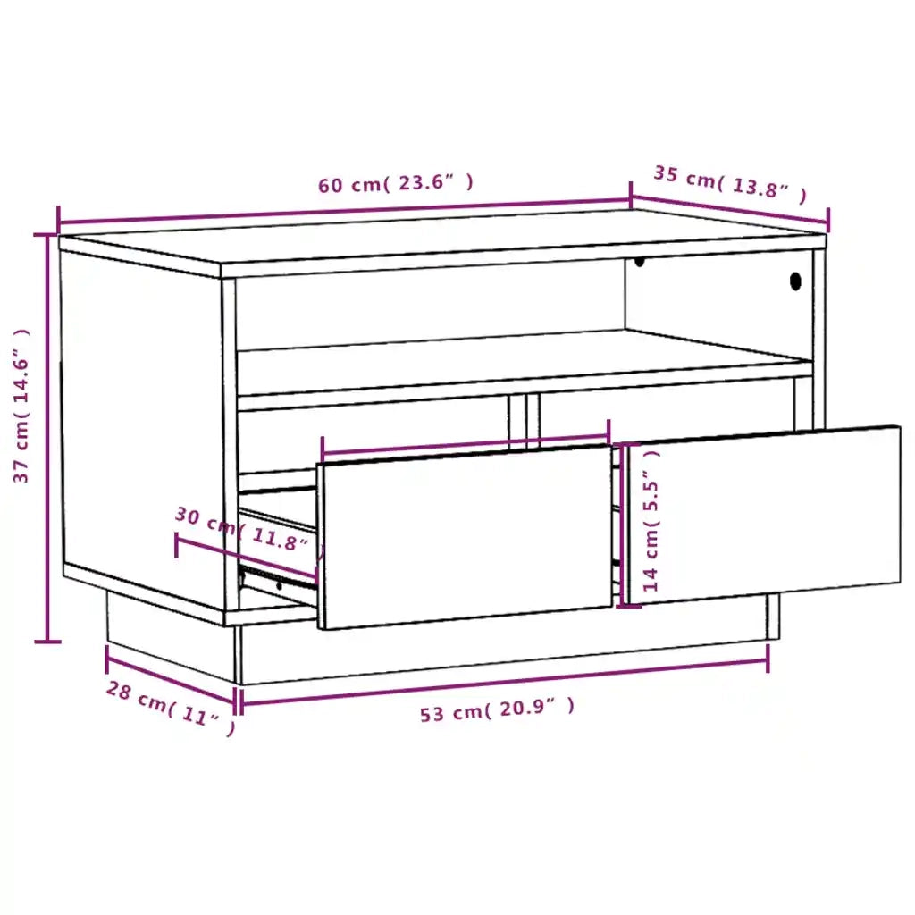Mobile TV | Armadietto TV | Mobile Porta TV Ambra 60x35x37 cm in Legno Massello di Pino