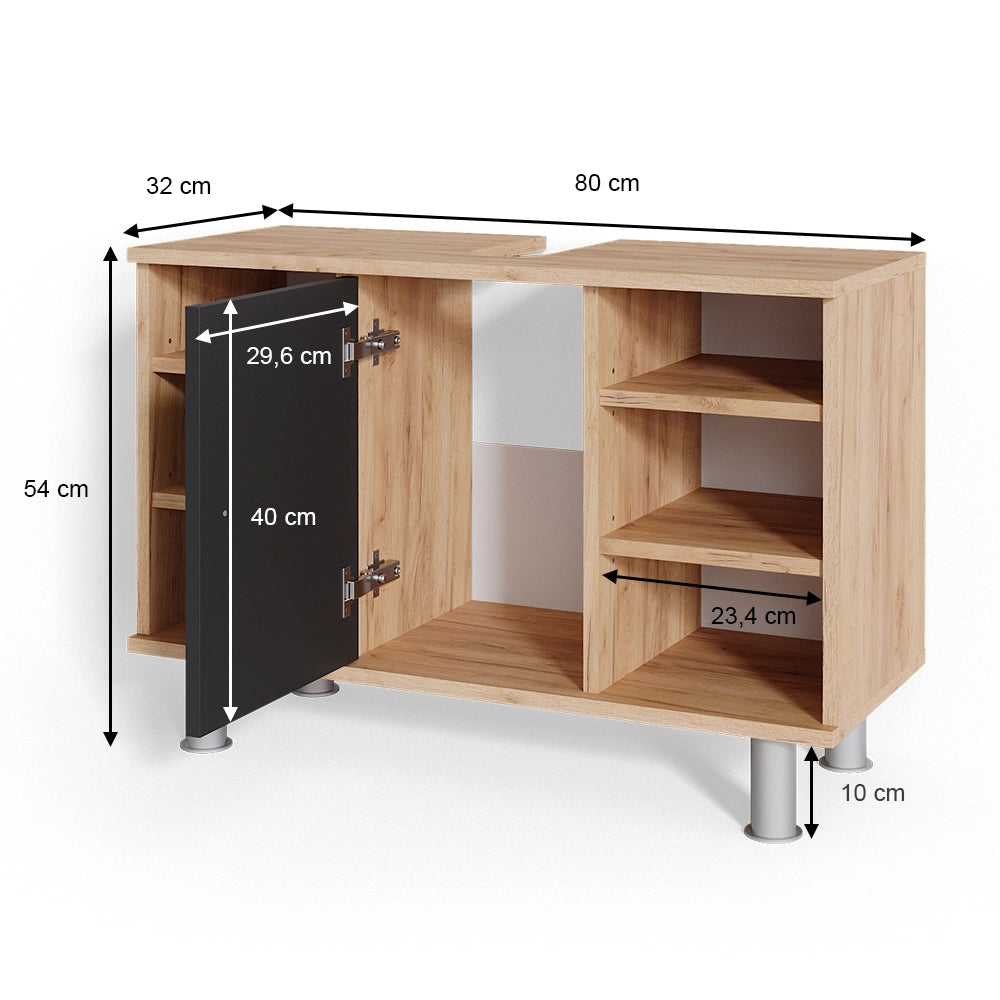 Mobiletto per lavabo Fynn Antracite 80 x 54 cm Vicco