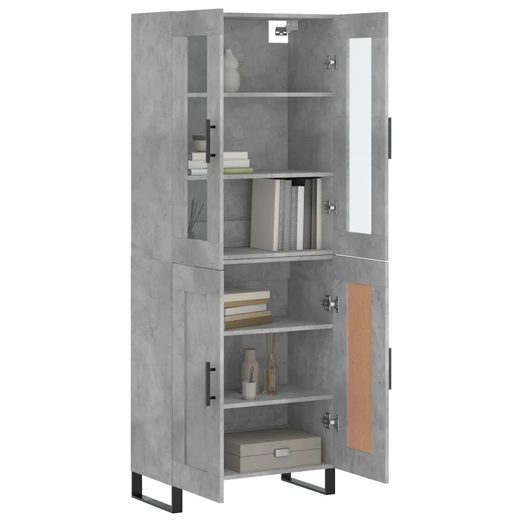 Credenza | Madia | Buffet da pranzo | Armadio da pranzo Grigio Cemento 69,5x34x180 cm in Legno Multistrato