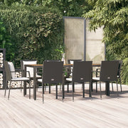 Set da Pranzo da Giardino 9 pz con Cuscini Nero in Polyrattan 3157968