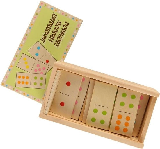Set di dominò in legno da 28 pezzi con scatola di conservazione - Gioco di numerazione educativo