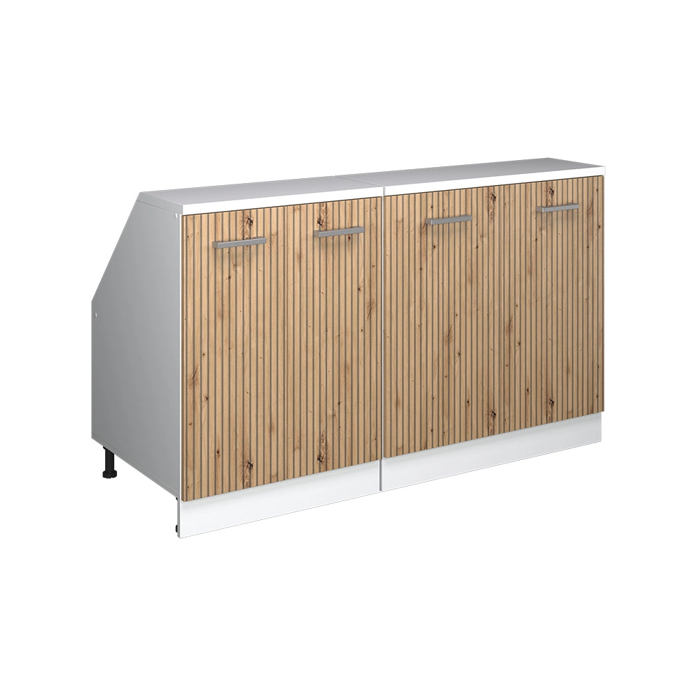 Set di mobili sottotetto Rion Rovere artigianale/Bianco 140 cm Set di 2 carcasse armadio profondità 60 cm Vicco