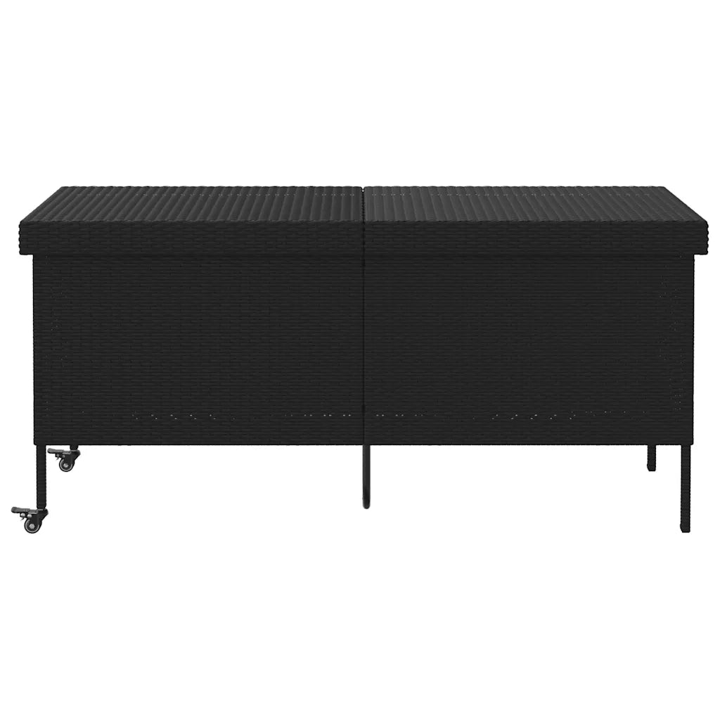 Contenitore da Giardino con Ruote Nero 160x55x75 cm Polyrattan CFW6398681