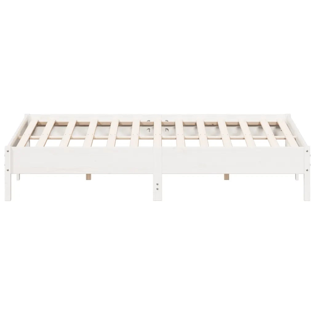 Giroletto senza Materasso-Struttura Letto Bianco 200x200 cm Legno Massello Pino 150714