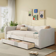 Letto multifunzione imbottito con cassetti, USB e funzione estraibile