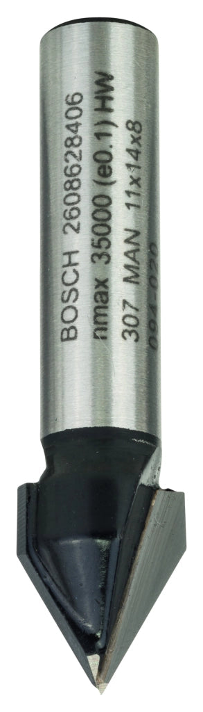 2608628406 - Bit per scanalature a V, 8 mm, D1 11 mm, L 14 mm, G 45 mm, 60 gradi 8 mm, D1 11 mm, L 14 mm, G 45 mm, 60 gr