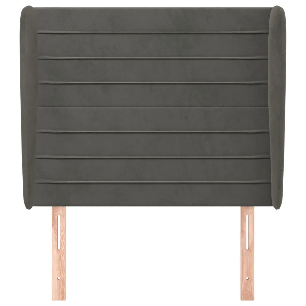 Testiera ad Orecchio Grigio Scuro 93x23x118/128 cm in Velluto