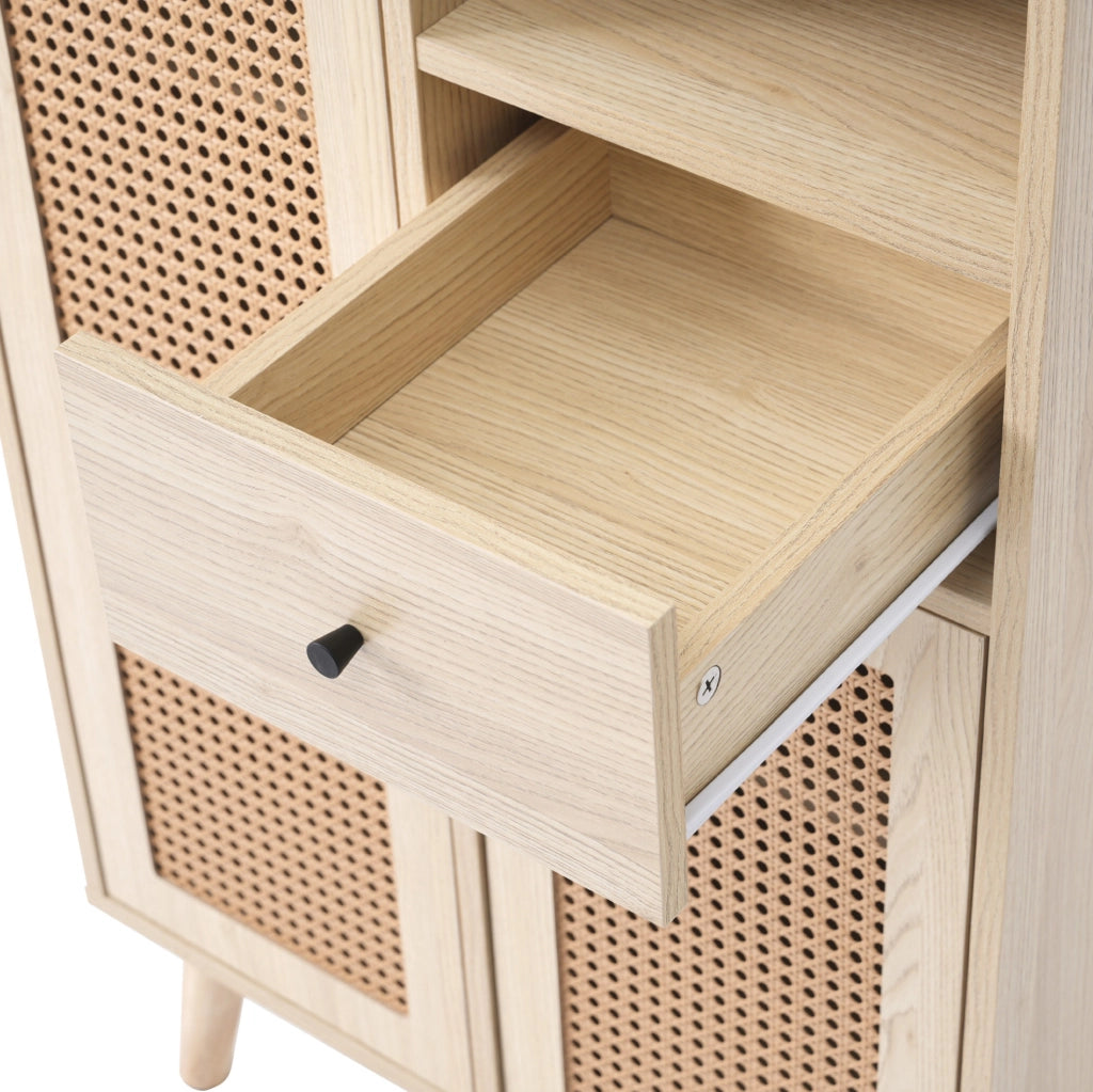 Credenza 60x40x101 cm con 2 ante e 1 cassetto in pannello truciolare rovere