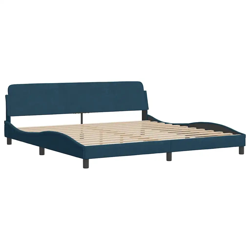 Letto con Materasso Blu 200x200 cm Velluto