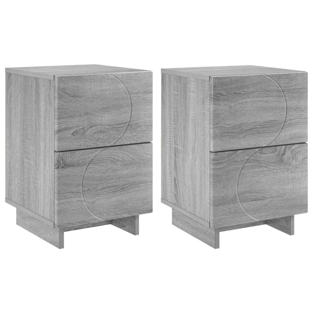 Armadio da Notte 2 pz Sonoma grigio 33,5 x 34,5 x 50 cm 8011400