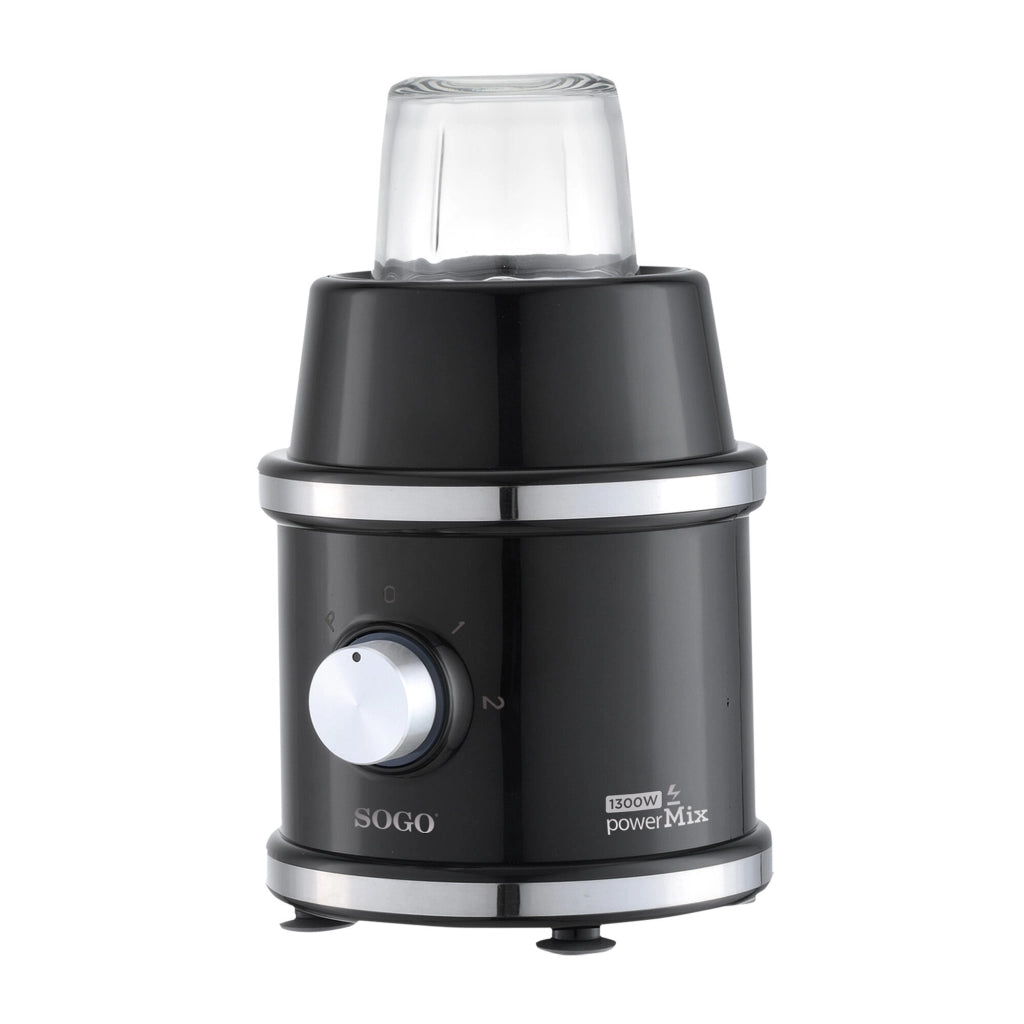 Frullatore elettrico da tavolo 1300W, 2 velocità con pulse, caraffa vetro 1,5L e mini tritatutto 300ml - SOGO