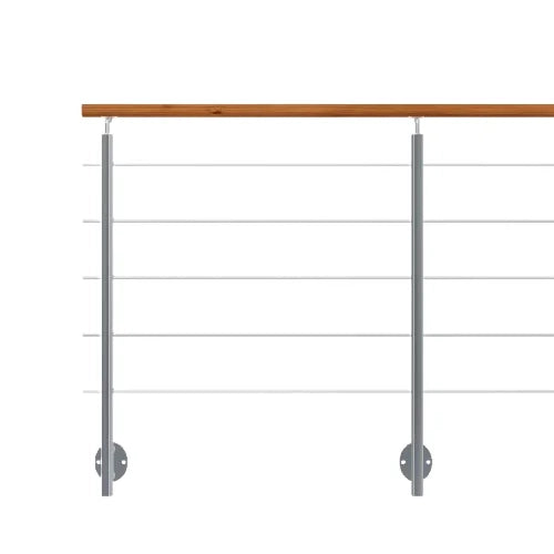 INOLINE - Kit ringhiera laterale 2m in alluminio grigio con corrimano tinto rovere