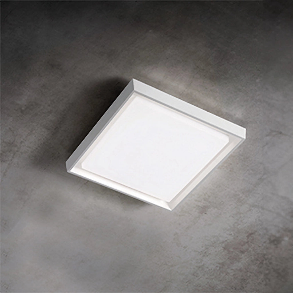 Alu Lampada da Parete e Soffitto in Alluminio Verniciato Bianco, LED 25W, 3000K, IP54, Design Moderno Quadrato 27x27 cm per Interni ed Esterni