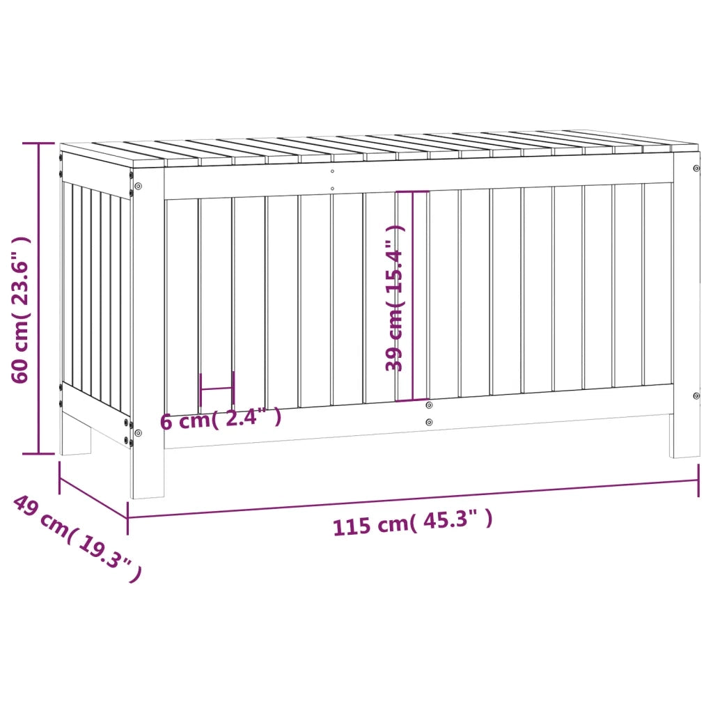 Contenitore da Giardino Ambra 115x49x60 cm Legno Massello Pino 823839