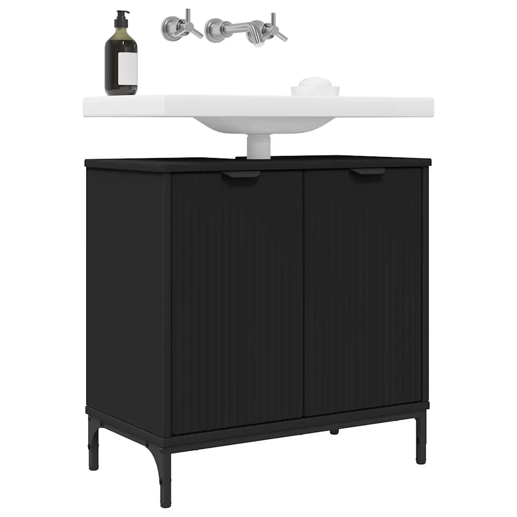 Armadio per Lavabo da Bagno con porta Nero 60,5 x 33,5 x 61 cm 883415