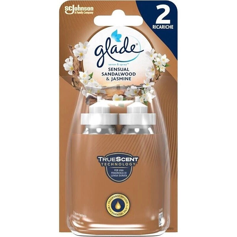 GLADE SENSE & SPRAY DEODORANTE PER AMBIENTI CON SENSORE DI MOVIMENTO SANDALO BALI E GELSOMINO 2 RICARICHE X 18 ML