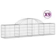 Set di 9 gabbioni ad arco per recinzione gabbia o muro di contenimento 200 x 30 x 40/60 cm ferro zincato argento 02_0041250