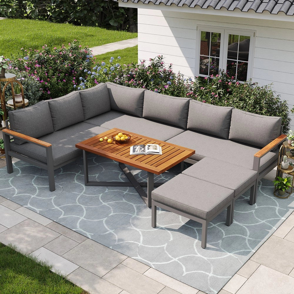 Set lounge giardino 7-8 persone - Zephmum- Struttura ferro zincato resistente alle intemperie