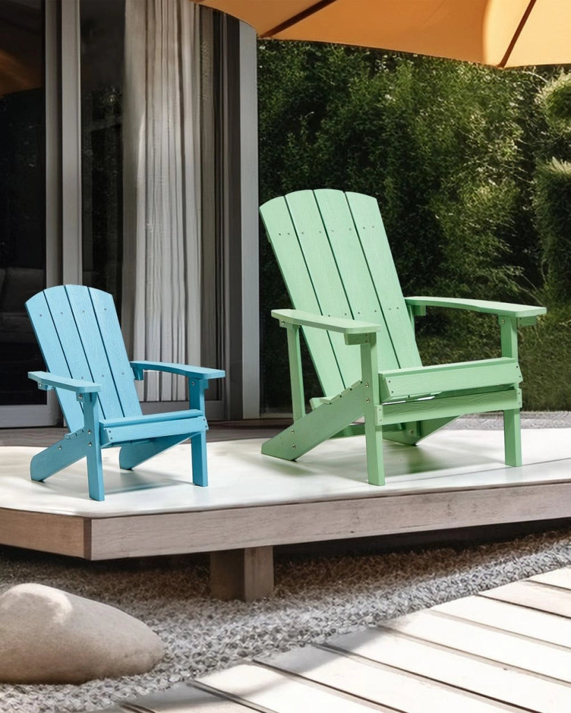 Sedia da giardino in plastica azzurra per bambini resistente agli agenti atmosferici in stile moderno