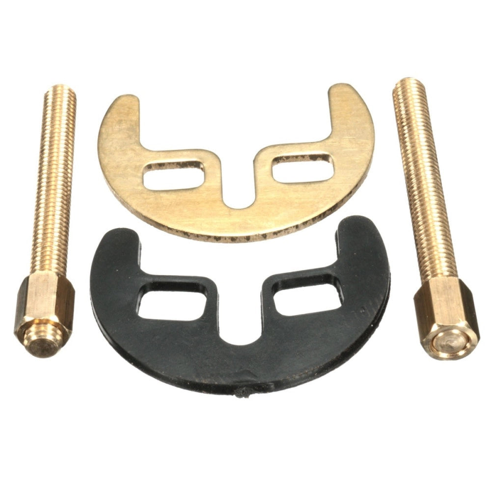 Trade Shop - Kit Montaggio Fissaggio Rubinetti Con Mezzaluna 2 Fori Guarnizione E Perni Viti -
