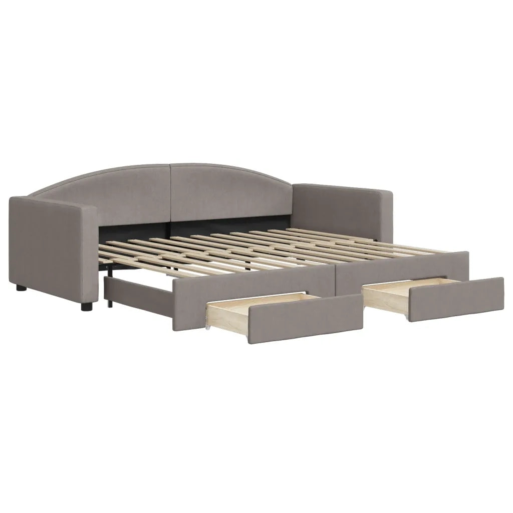 Divano Letto Estraibile con Cassetti Tortora 90x200 cm Tessuto 3197227