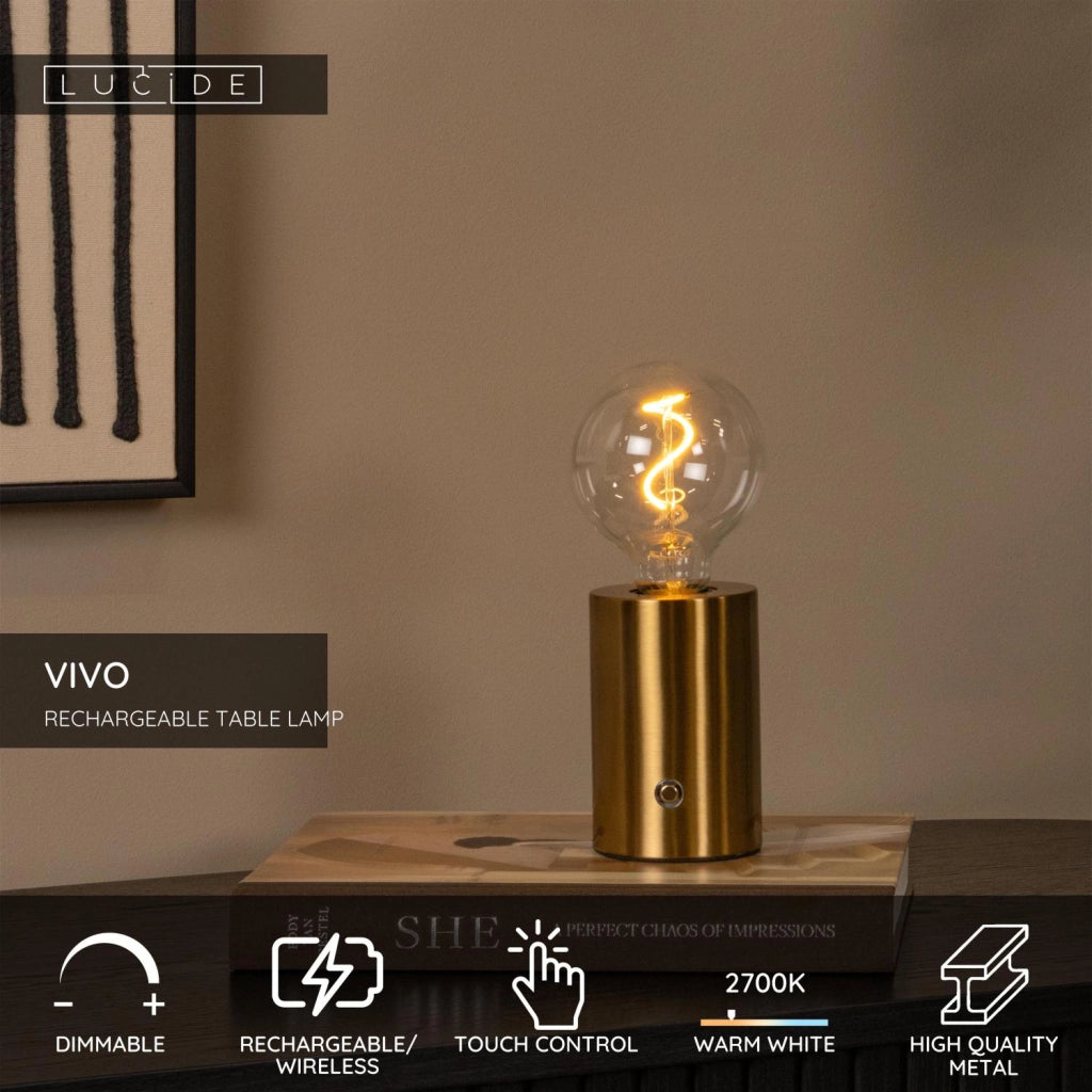 Lampada da tavolo LED dimmerabile ottone VIVO Lucide