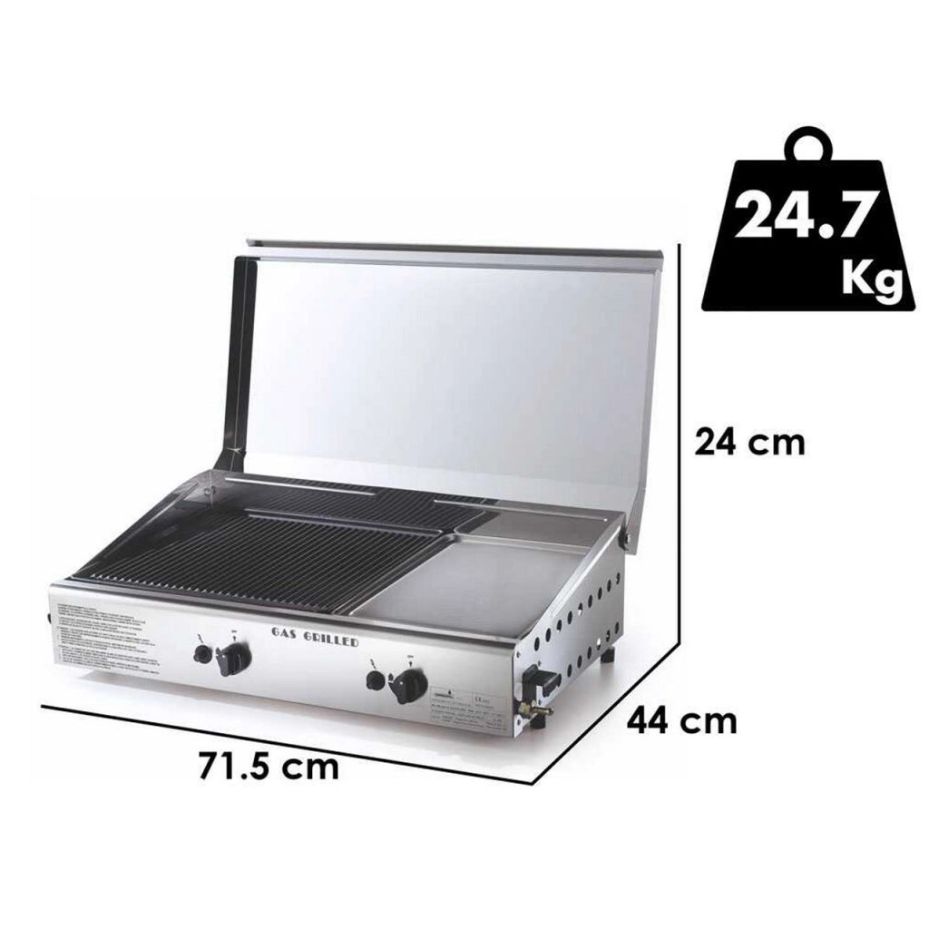 Plancha double Piastra 2 in 1 GHISA + ACCIAIO GPL E METANO 4070/Cover/M