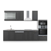 Cucina componibile Fame-Line Antracite-oro/Bianco 300 cm con armadio alto, PL Marmo Vicco