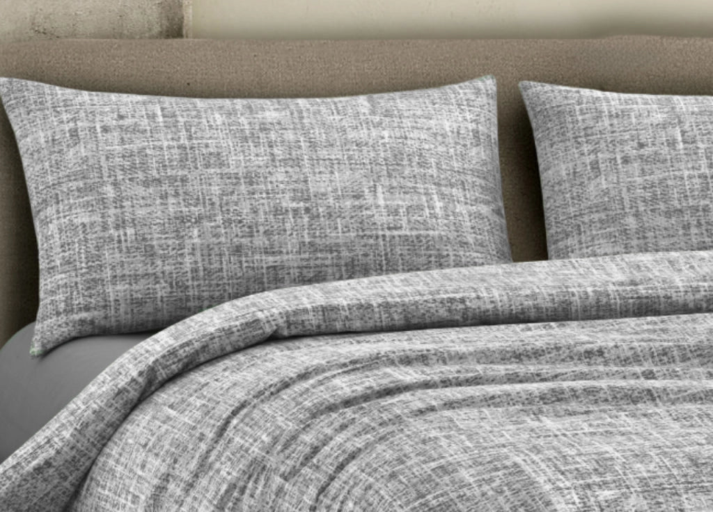Copripiumino Sacco Piumone 100% Cotone Made In Italy Disegno Canva - Singolo - Grigio