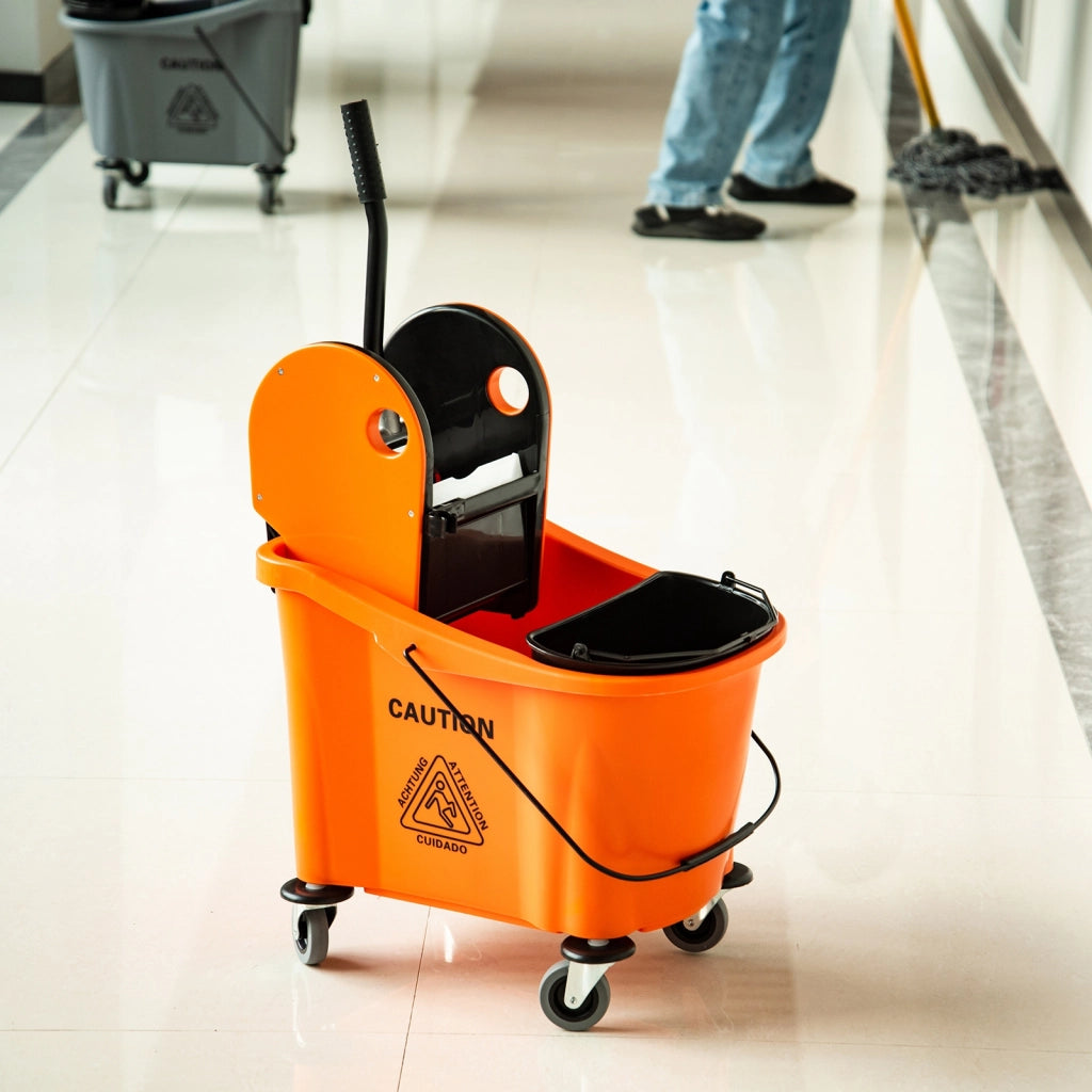 Carrello per Pulizie con Cubo e Scuotitore ¨C Zephmum ¨C Arancione 54x41x91,5cm