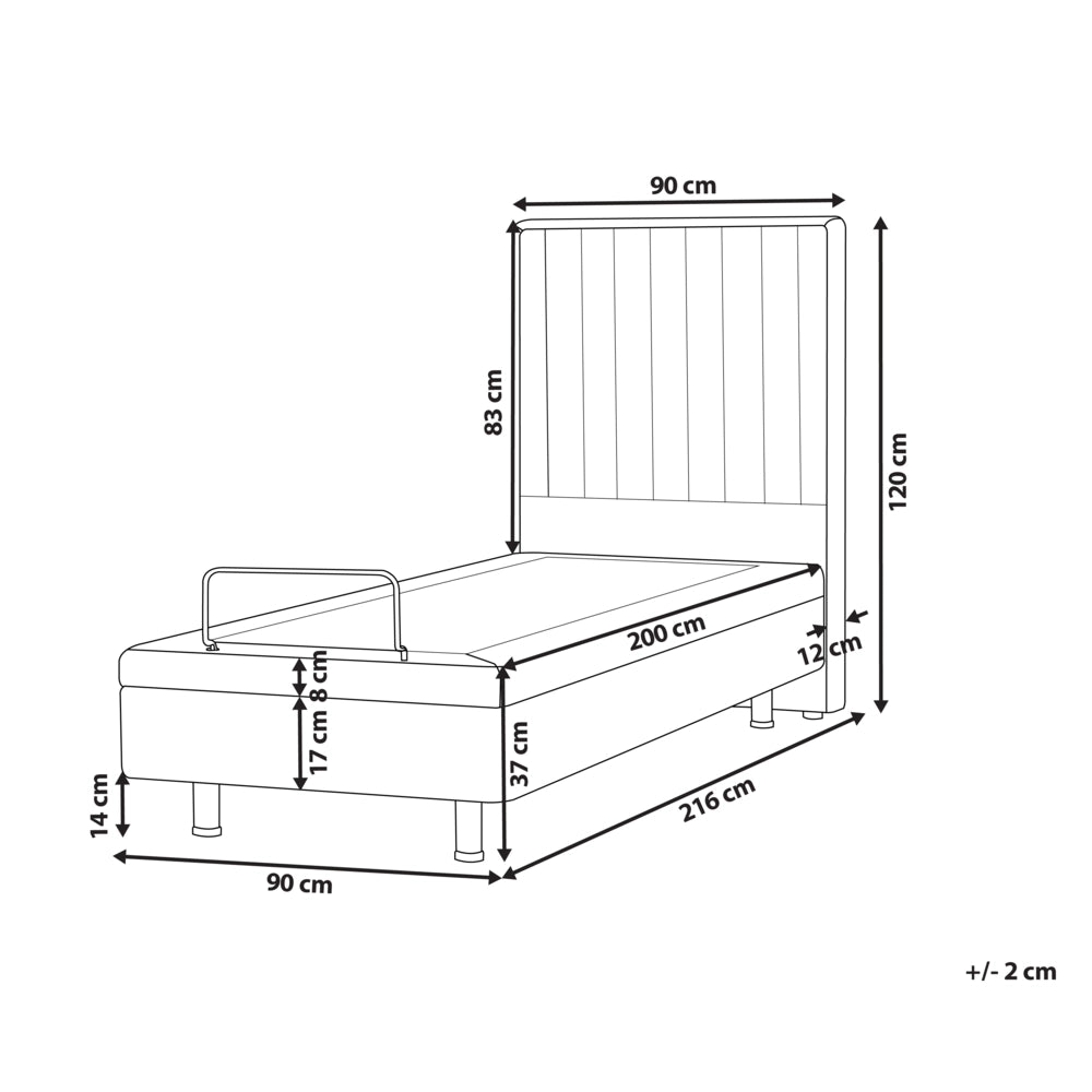 Letto singolo Tessuto bianco sporco regolabile Elettricamente con Telecomando 90 x 200 cm camera da letto cameretta