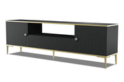 PORTA TV PETRA 180 2D1S NERO OPACO GAMBE ORO