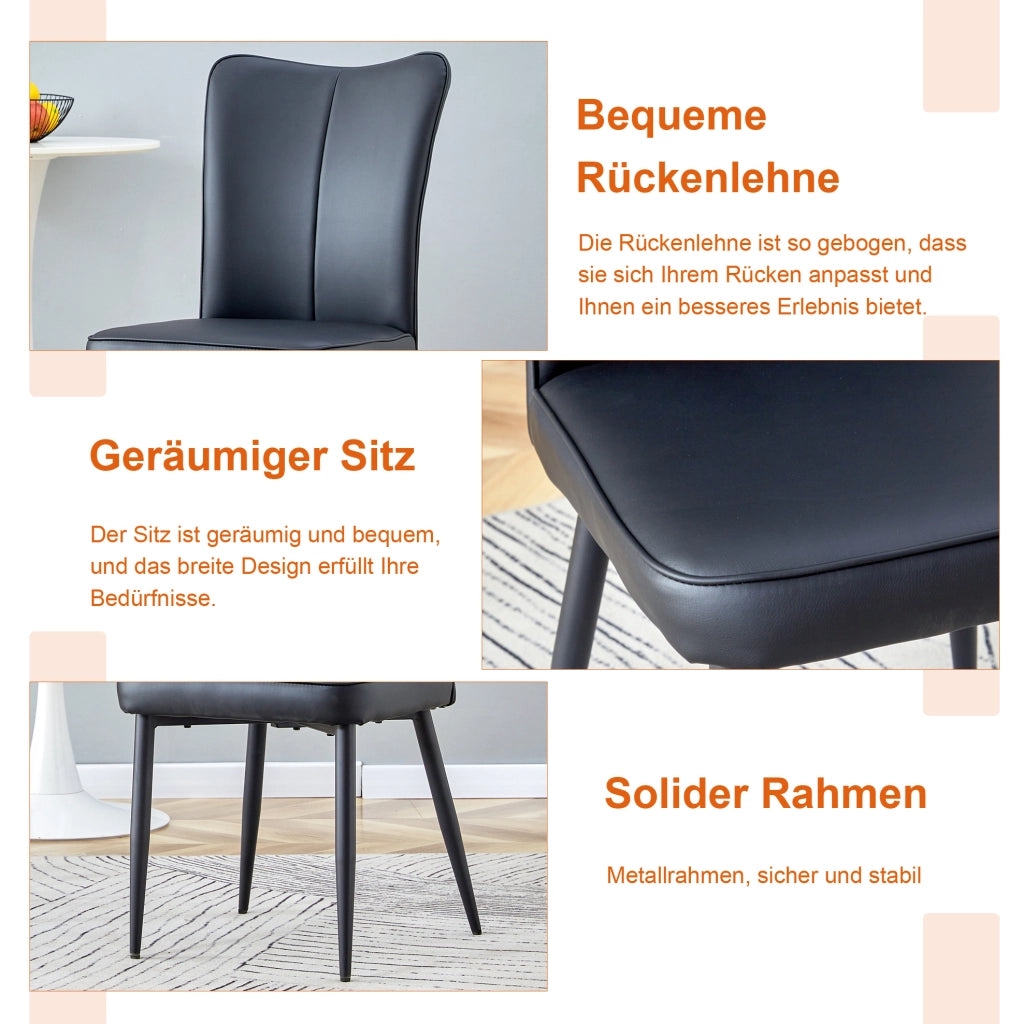 Set tavolo e 2 sedie, tavolo rotondo Ø60 cm, nero e noce